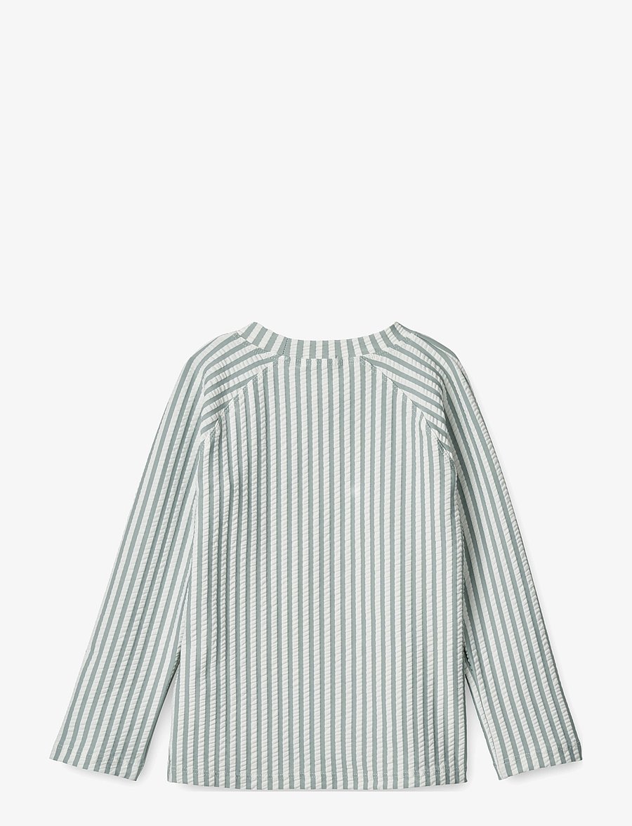 Liewood - Noah seersucker swim tee - bade-oberteile - y/d stripe: sea blue/white - 1