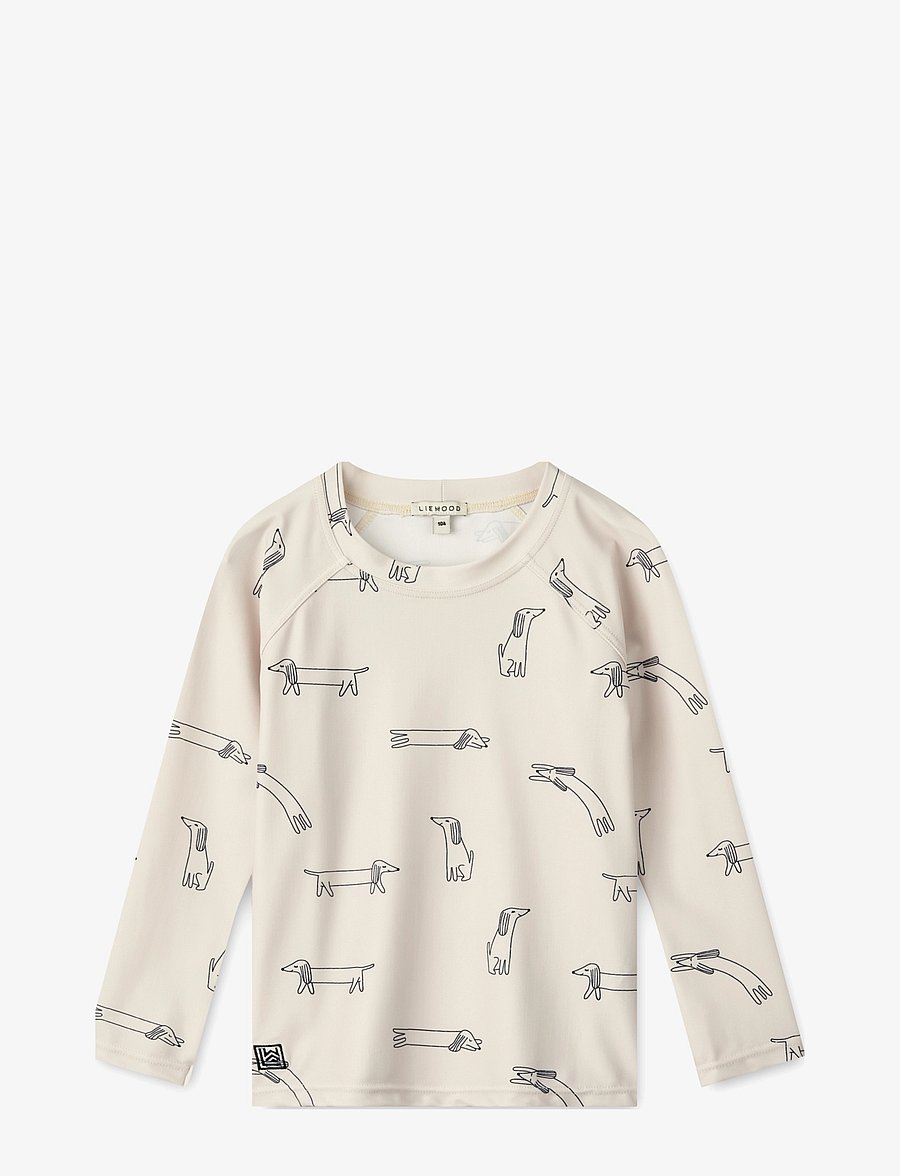Liewood - Noah Printed Longsleeve Swim Tee - peldkostīmu augšas - dog / sandy - 0