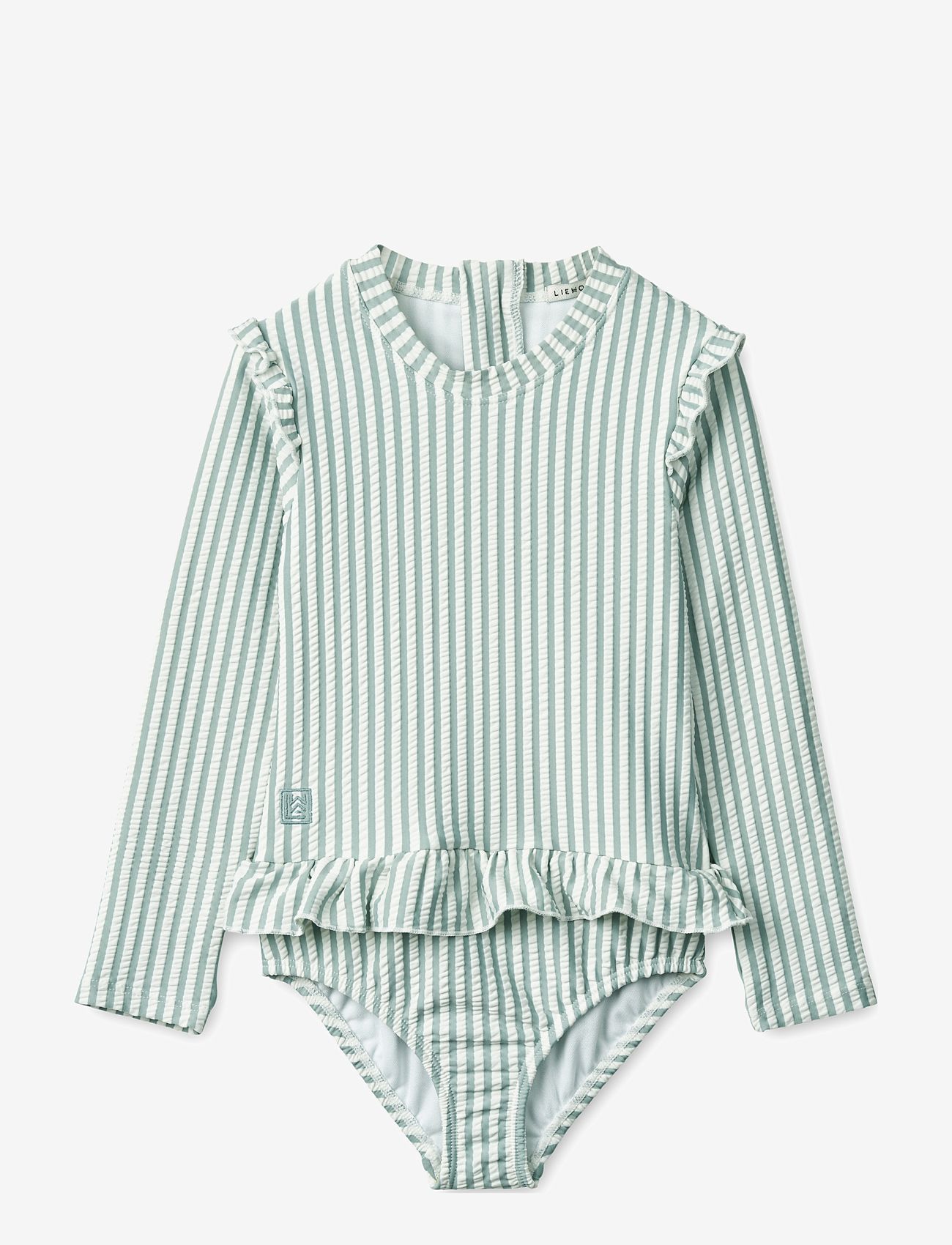 Liewood - Sille seersucker swimsuit - vasaros pasiūlymai - y/d stripe: sea blue/white - 0