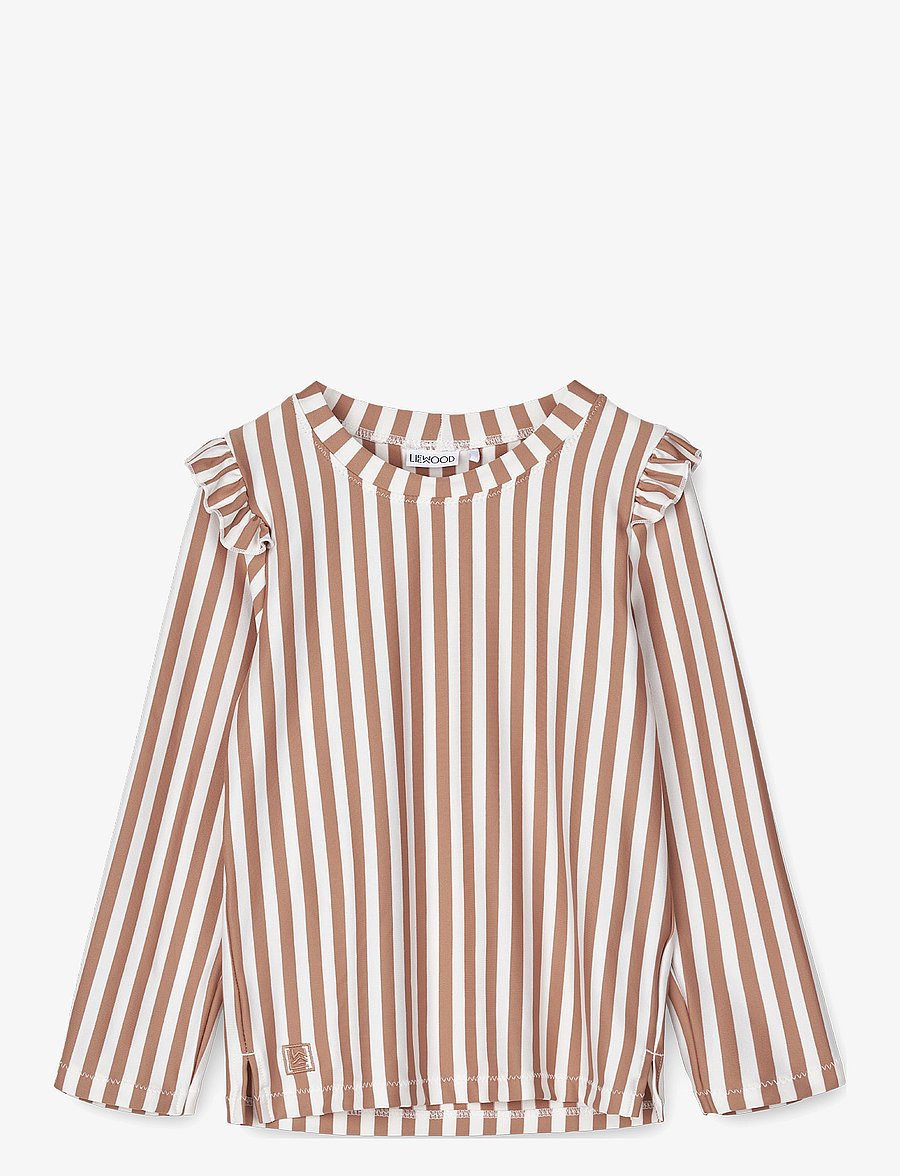 Liewood - Tenley Printed Swim Tee - bade-oberteile - stripe tuscany rose / crème de la c - 1