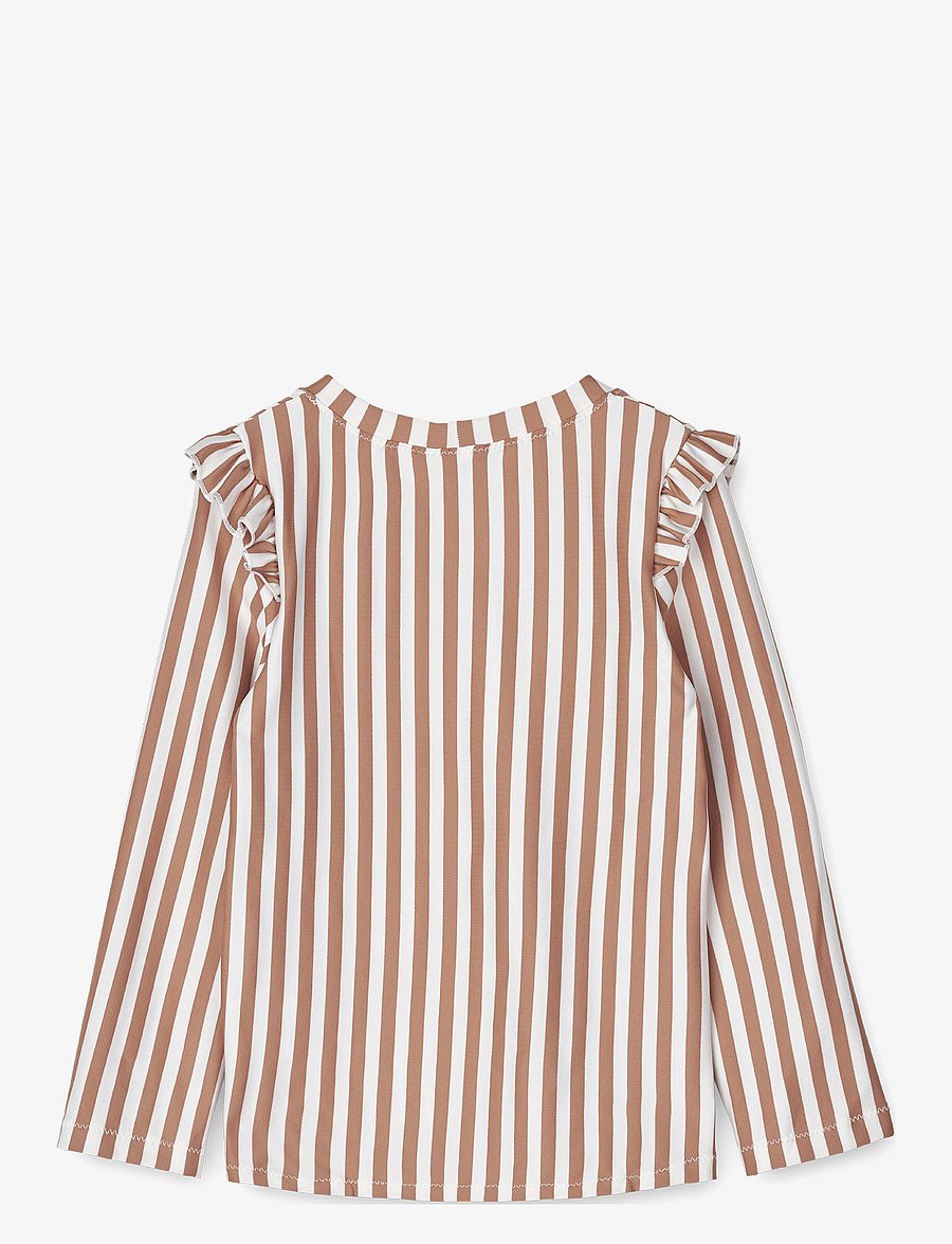 Liewood - Tenley Printed Swim Tee - bade-oberteile - stripe tuscany rose / crème de la c - 2