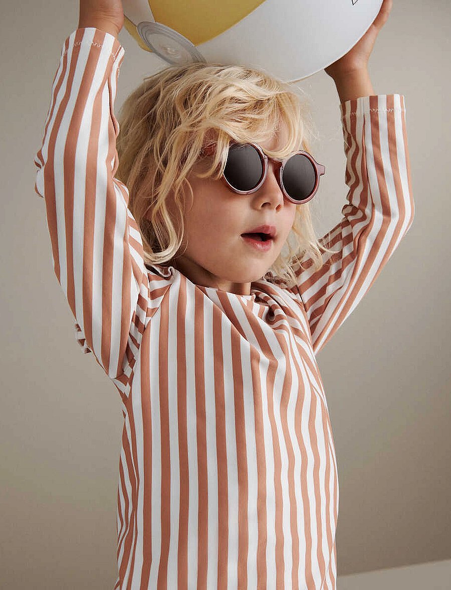 Liewood - Tenley Printed Swim Tee - bade-oberteile - stripe tuscany rose / crème de la c - 3