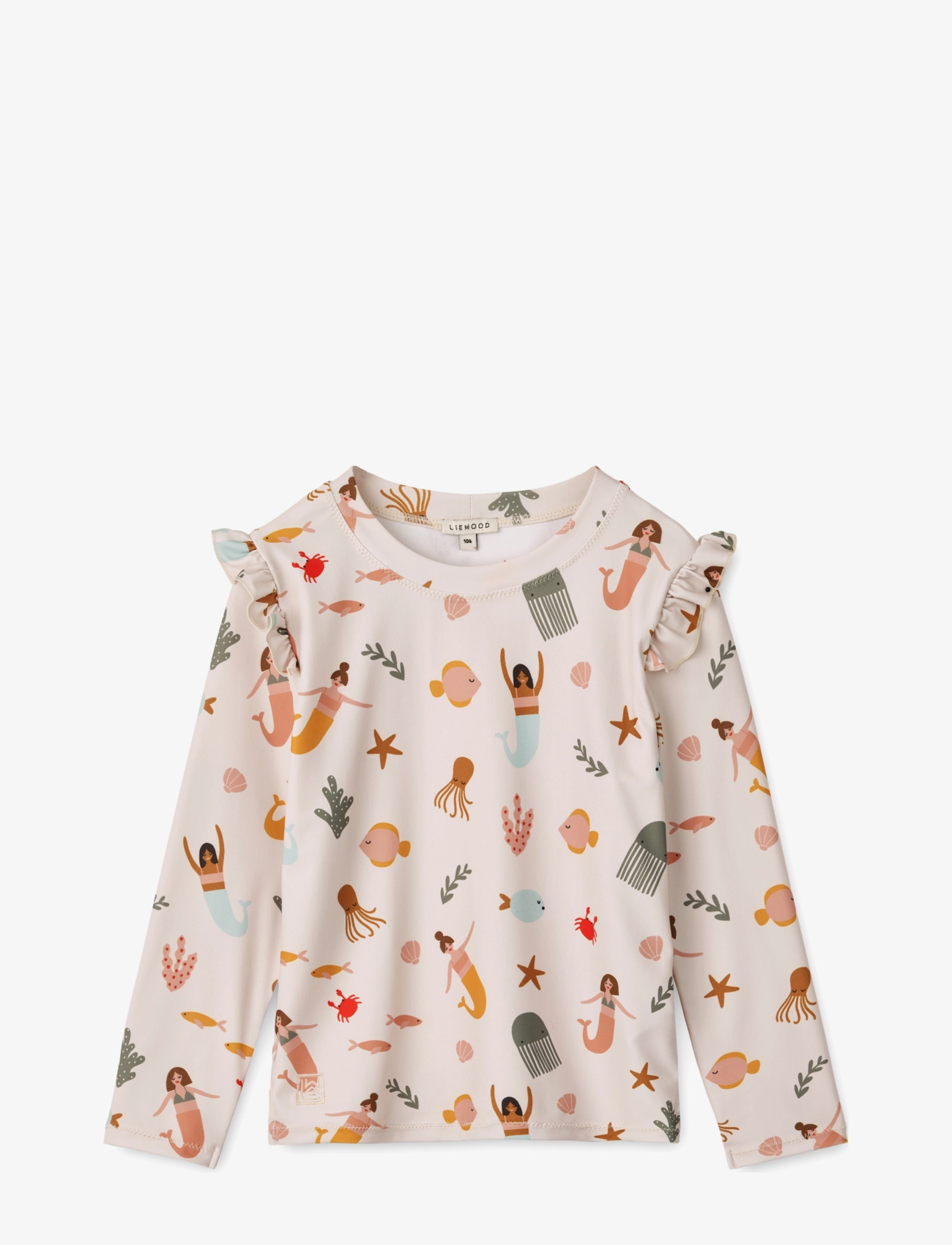 Liewood Tenley Printed Swim Tee, Børn, Printet Langærmet Flæse Badeshirt, Cream, Str: 56