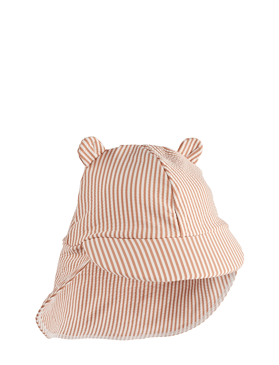 Liewood - Senia Seersucker Sun Hat With Ears - saules cepures - y/d stripe pale tuscany / creme de la creme - 1