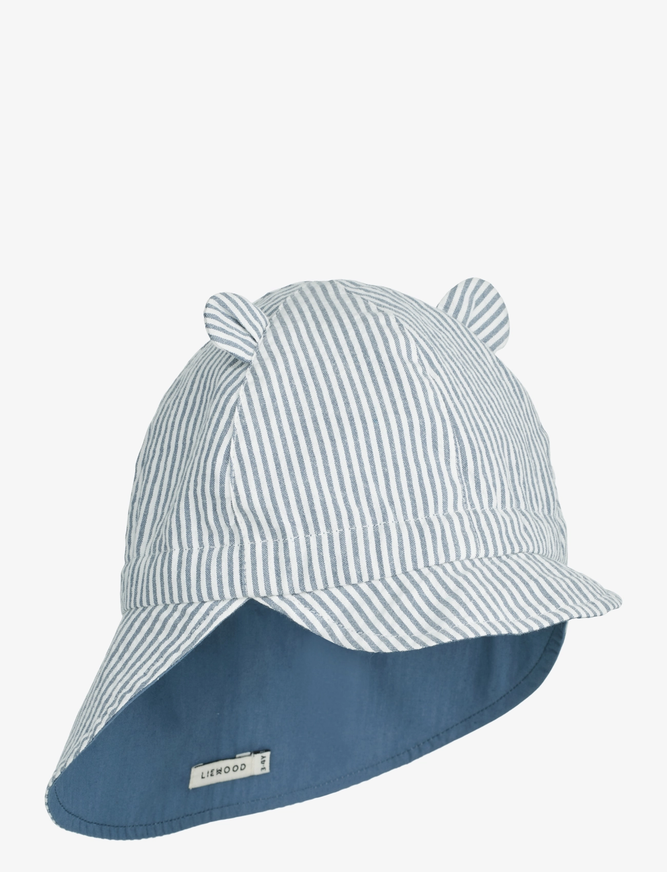 Liewood - Gorm Reversible Seersucker Sun Hat With Ears - y/d stripe: blue wave/creme de la c - 0
