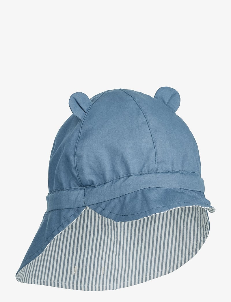 Liewood - Gorm Reversible Seersucker Sun Hat With Ears - solhatt - y/d stripe: blue wave/creme de la c - 2