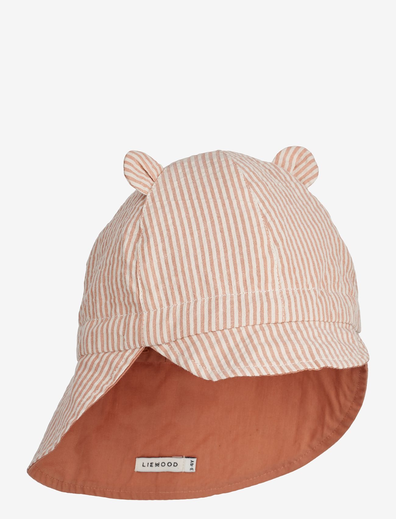 Liewood - Gorm Reversible Seersucker Sun Hat With Ears - solhattar - y/d stripe: tuscany rose/sandy - 1