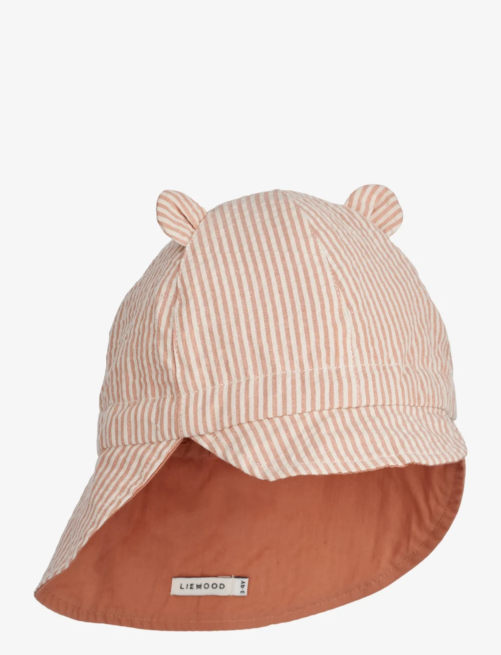 Liewood - Gorm Reversible Seersucker Sun Hat With Ears - solhattar - y/d stripe: tuscany rose/sandy - 0
