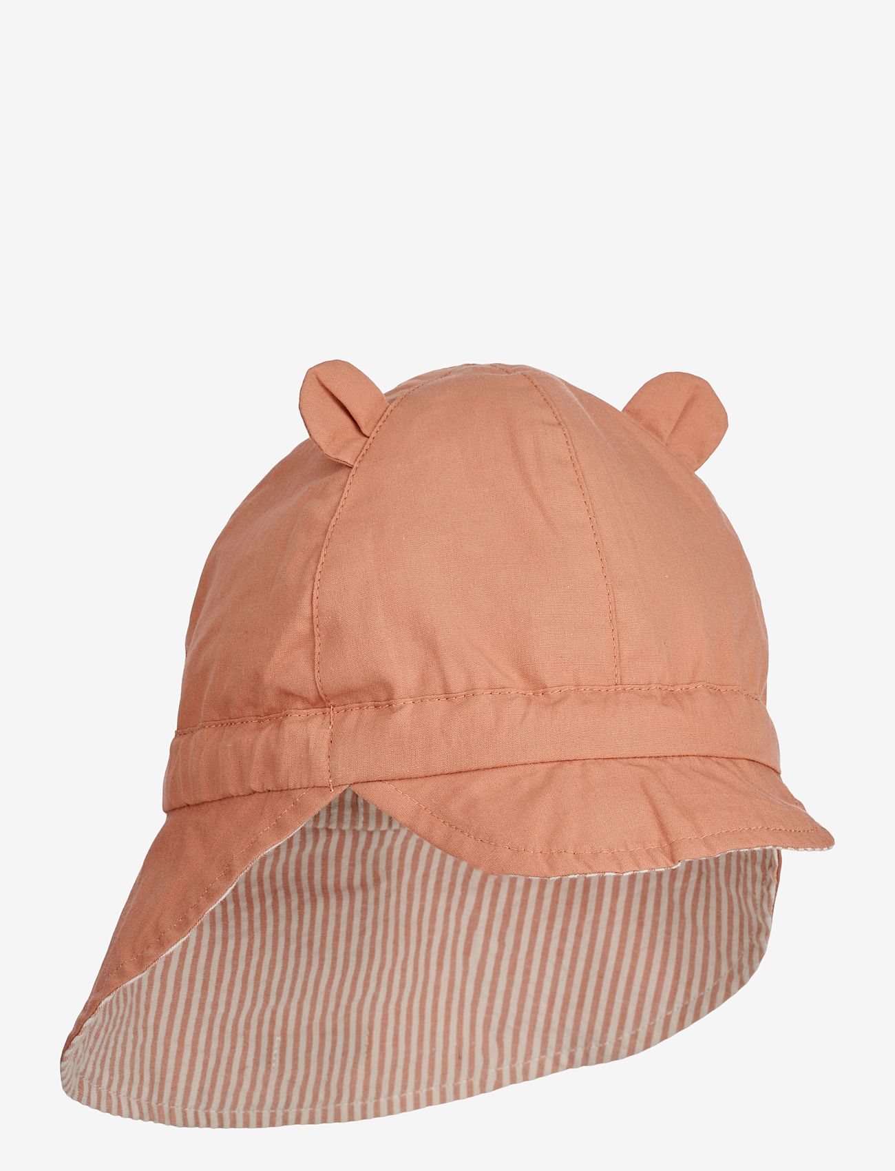 Liewood - Gorm Reversible Seersucker Sun Hat With Ears - solhattar - y/d stripe: tuscany rose/sandy - 4