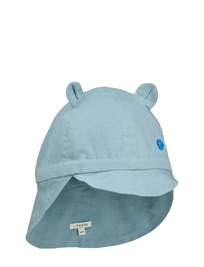 Liewood - Gorm Linen Sun Hat w Ears - solhattar - beach blue - 0