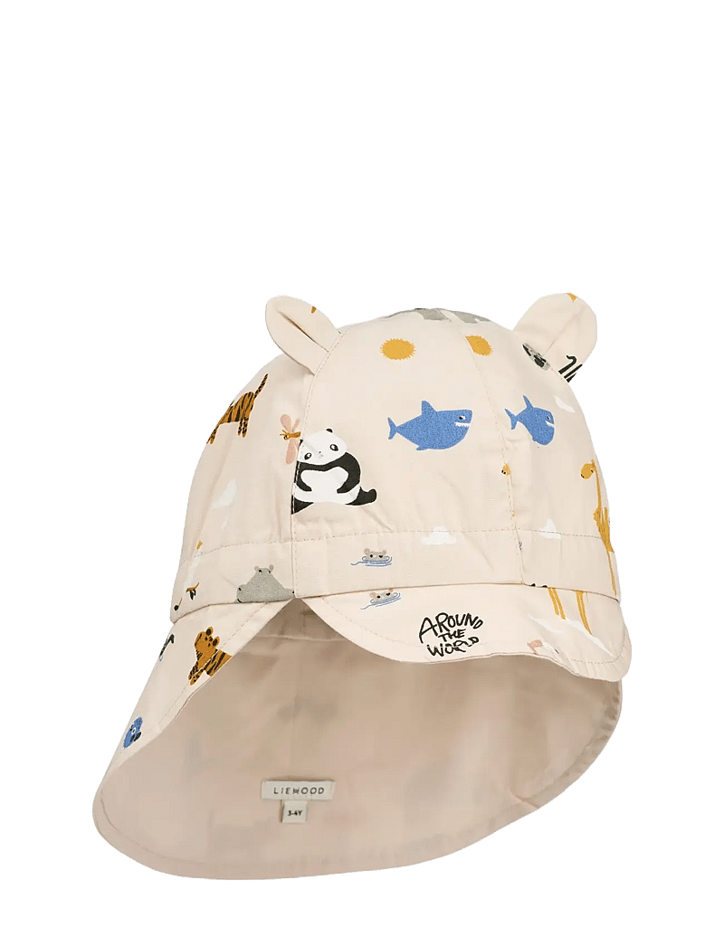 Liewood - Gorm Reversible Sun Hat w Ears - solhat - around the world / sandy - 1