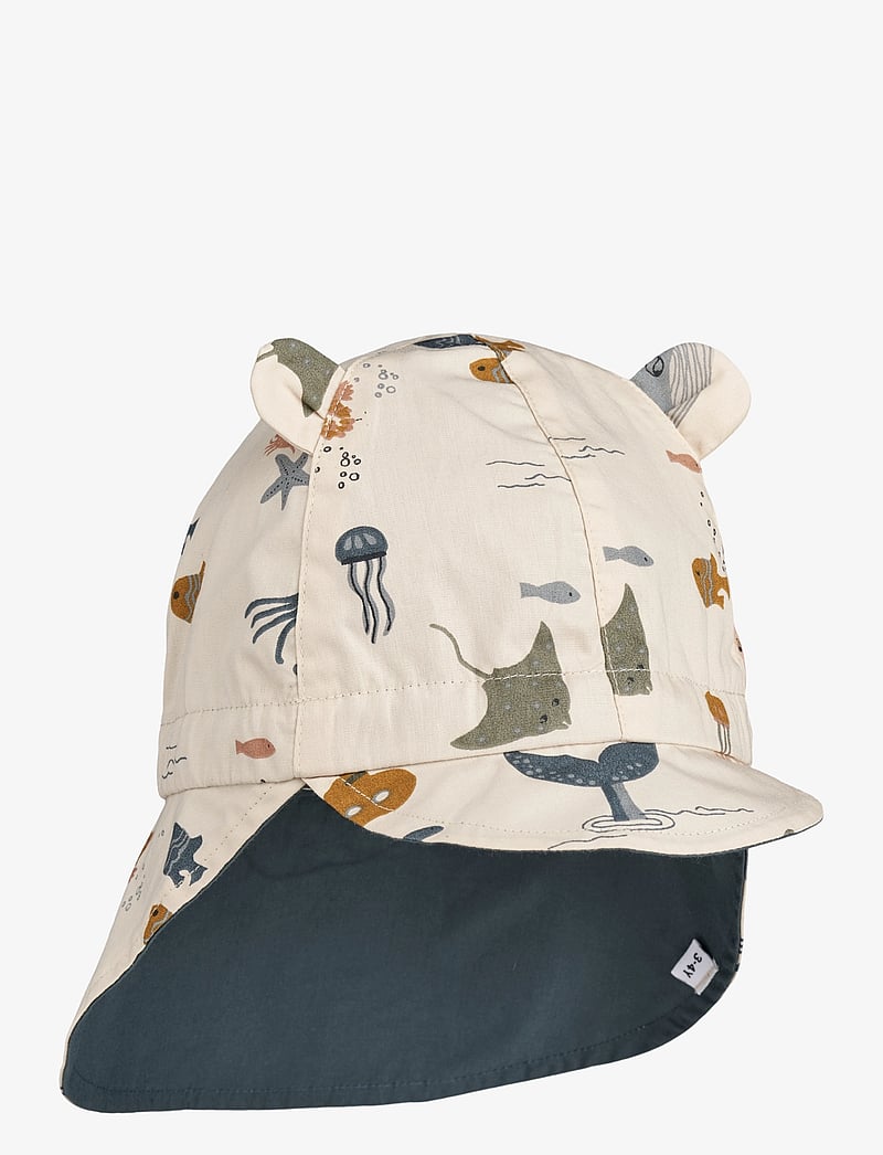 Liewood - Gorm Reversible Sun Hat With Ears - sonnenhüte - sea creature sandy - 0