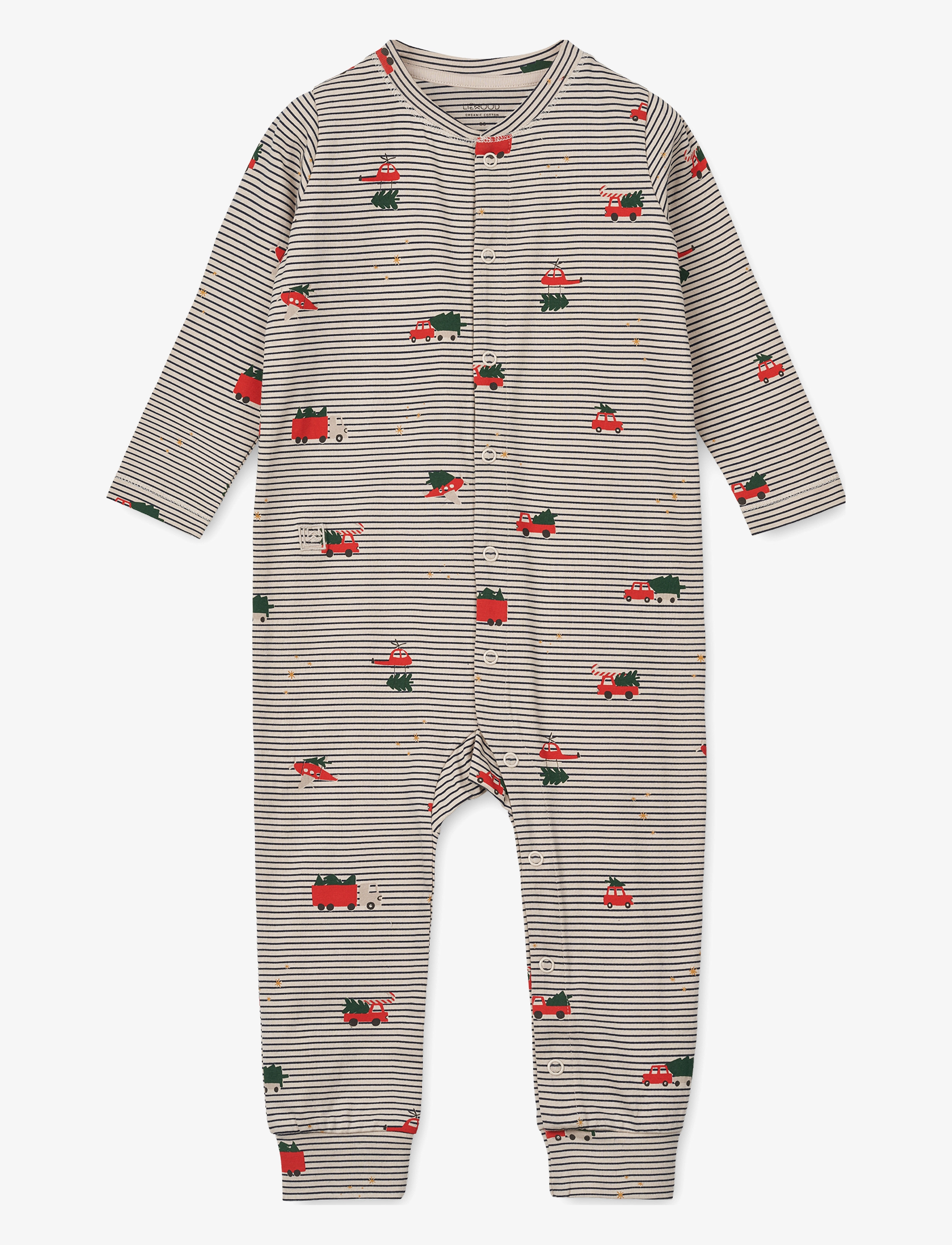 Liewood Birk Printed Pyjamas Jumpsuit - Nattøj - HOLIDAY VEHICLES / STRIPE NAVY / multi