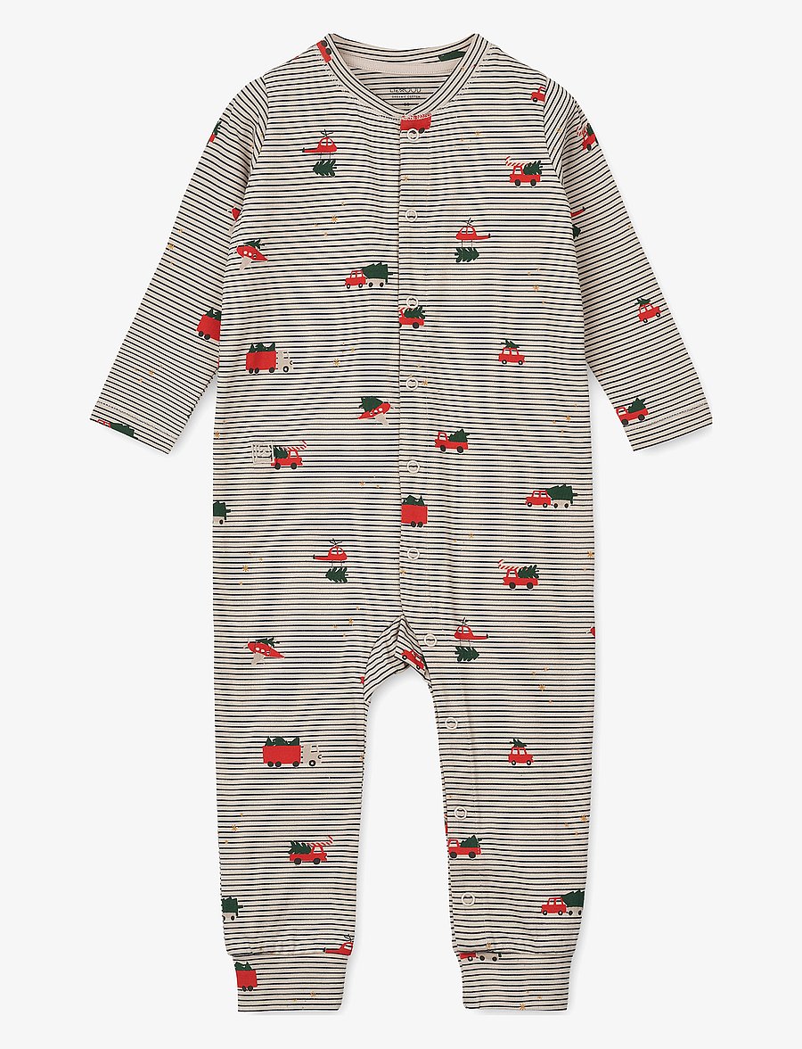 Liewood - Birk Printed Pyjamas Jumpsuit - holiday vehicles / stripe navy - 0