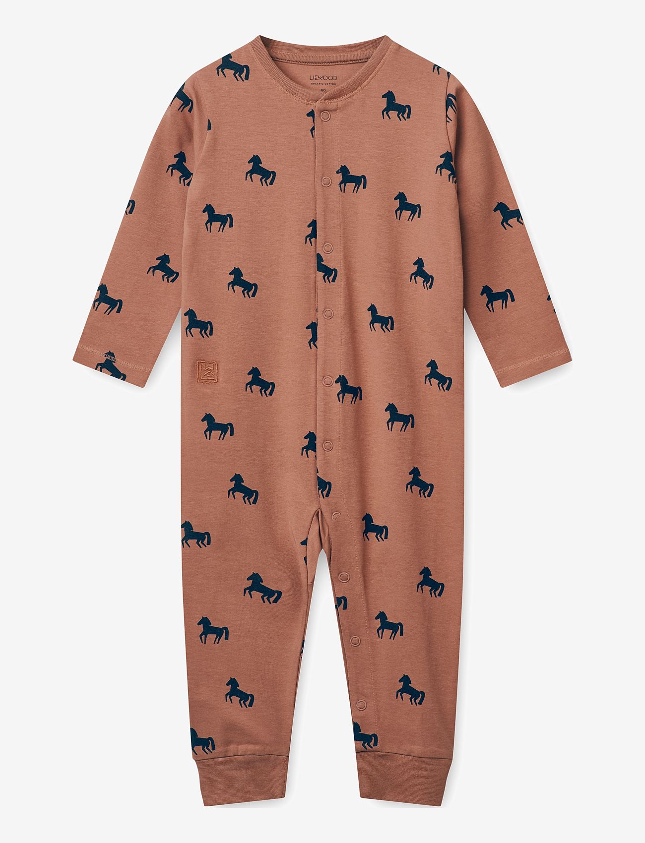 Liewood - Birk Printed Pyjamas Jumpsuit - horses / dark rosetta - 0