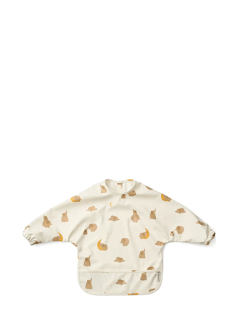 Liewood - Merle Printed Cape Bib - pikkade varrukatega pudipõll - elephant / creme de la creme - 0