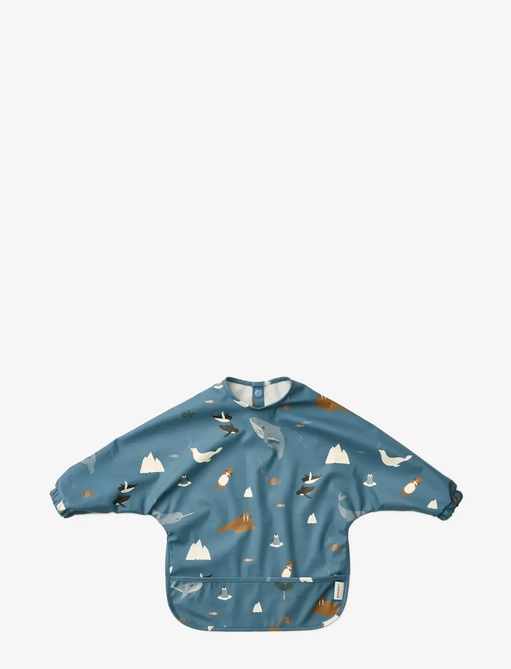 Liewood - Merle Printed Cape Bib - långärmad haklappar - arctic sea / ocean view - 0