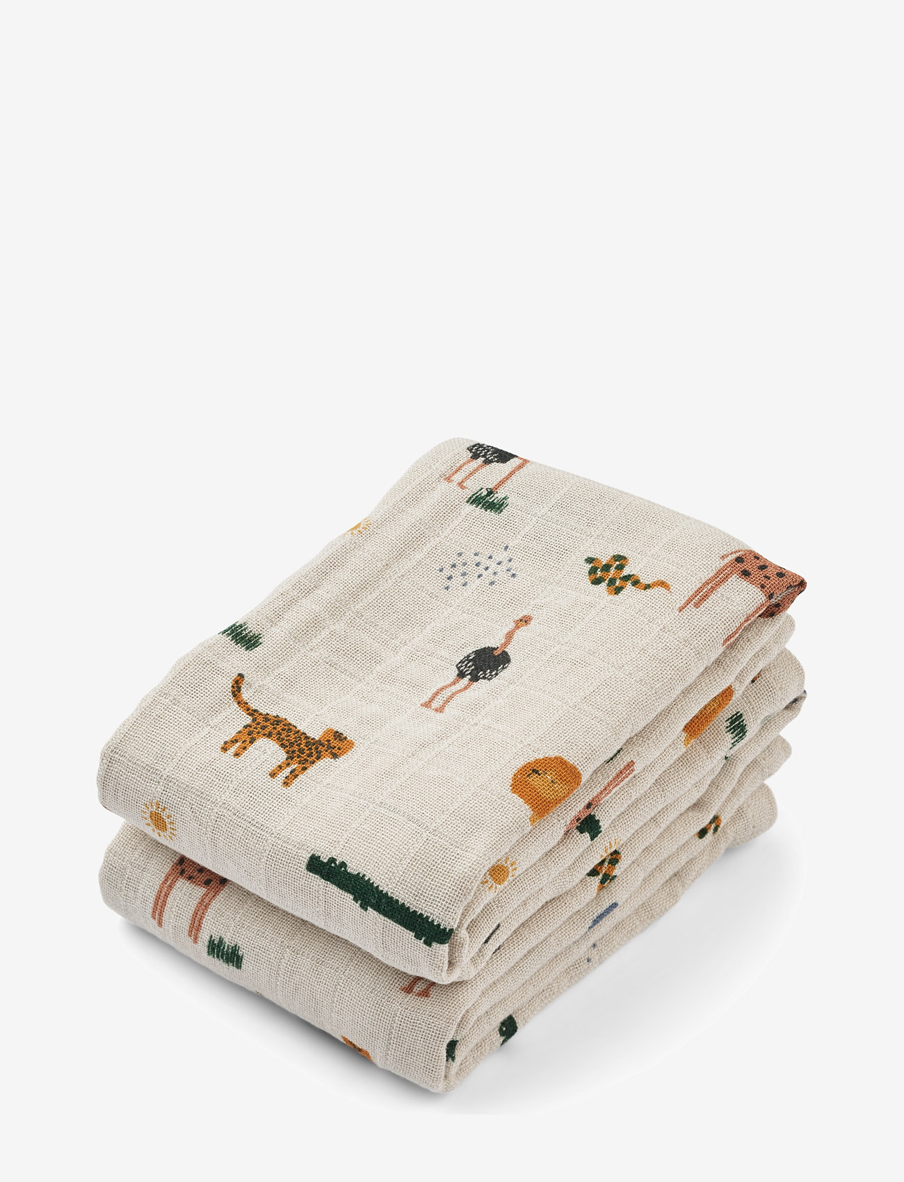 Liewood - Lewis muslin cloth 2-pack - musselinklude - safari sandy mix - 0