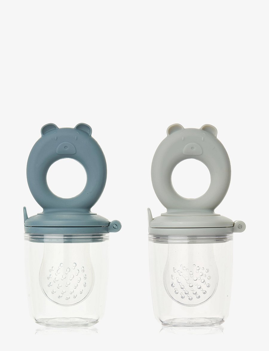 Liewood - Miranda Bear Shape Food Feeder 2-Pack - knijpzakjes - whale blue / dove blue - 0