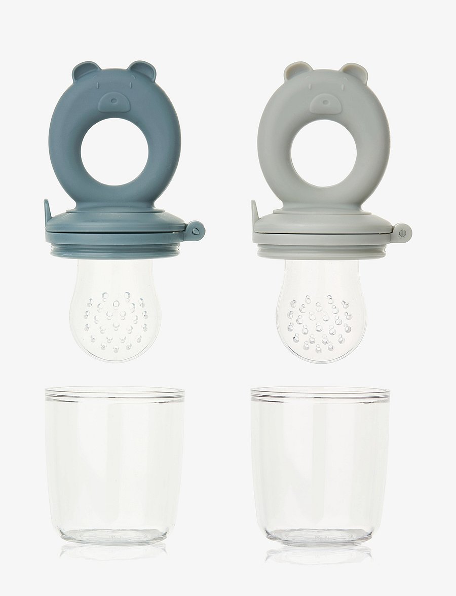 Liewood - Miranda Bear Shape Food Feeder 2-Pack - knijpzakjes - whale blue / dove blue - 1