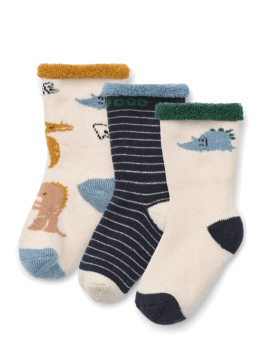 Liewood - Eloy Baby Socks 3-Pack - babysokker - dino multi mix - 0