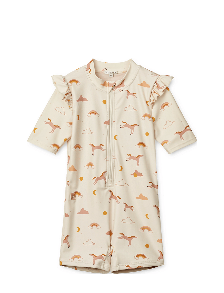 Liewood - Amel Printed Swim Jumpsuit - uv-tøj - dream / ecru - 0