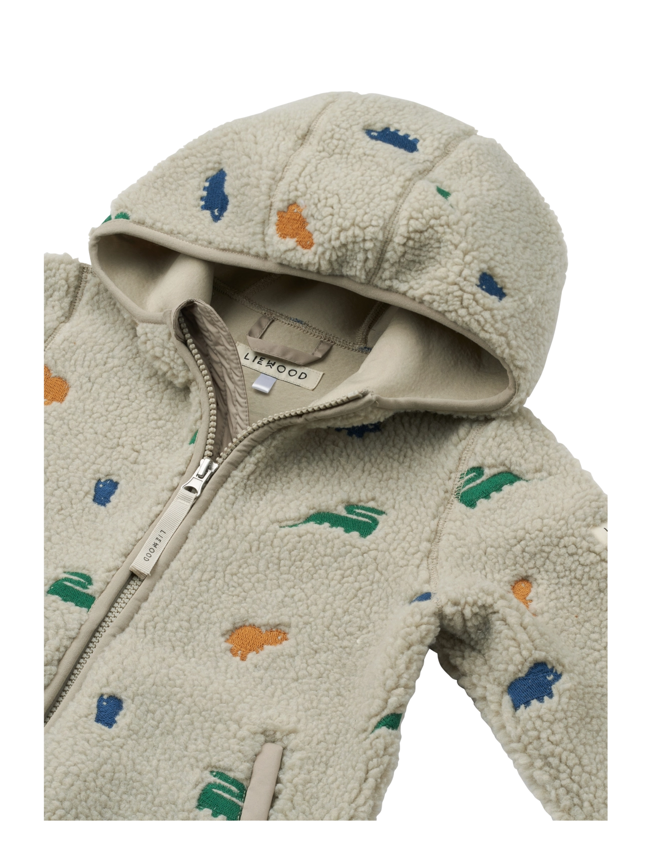 Liewood - Mara Pile Jacket With Ears - syystakit - dinosaur / mist embroidery - 2