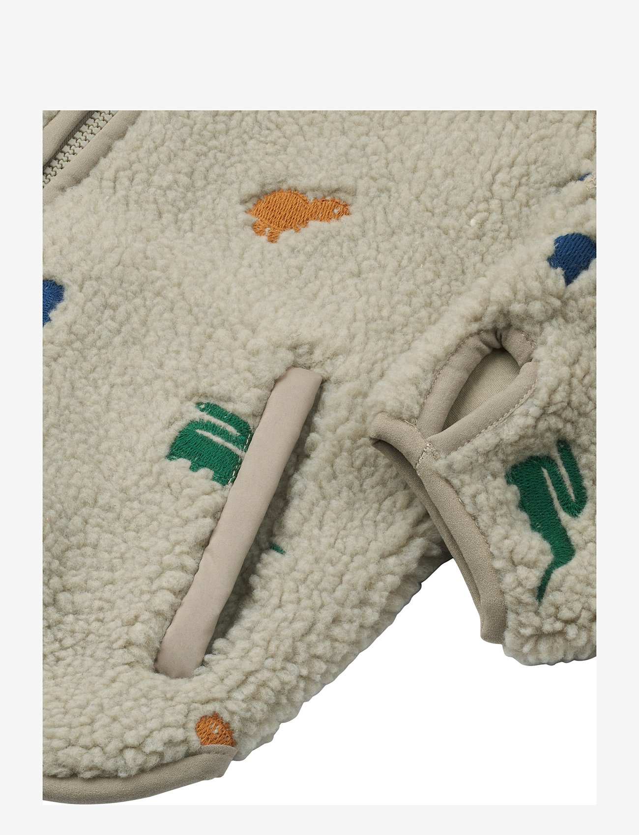 Liewood - Mara Pile Jacket With Ears - dinosaur / mist embroidery - 3