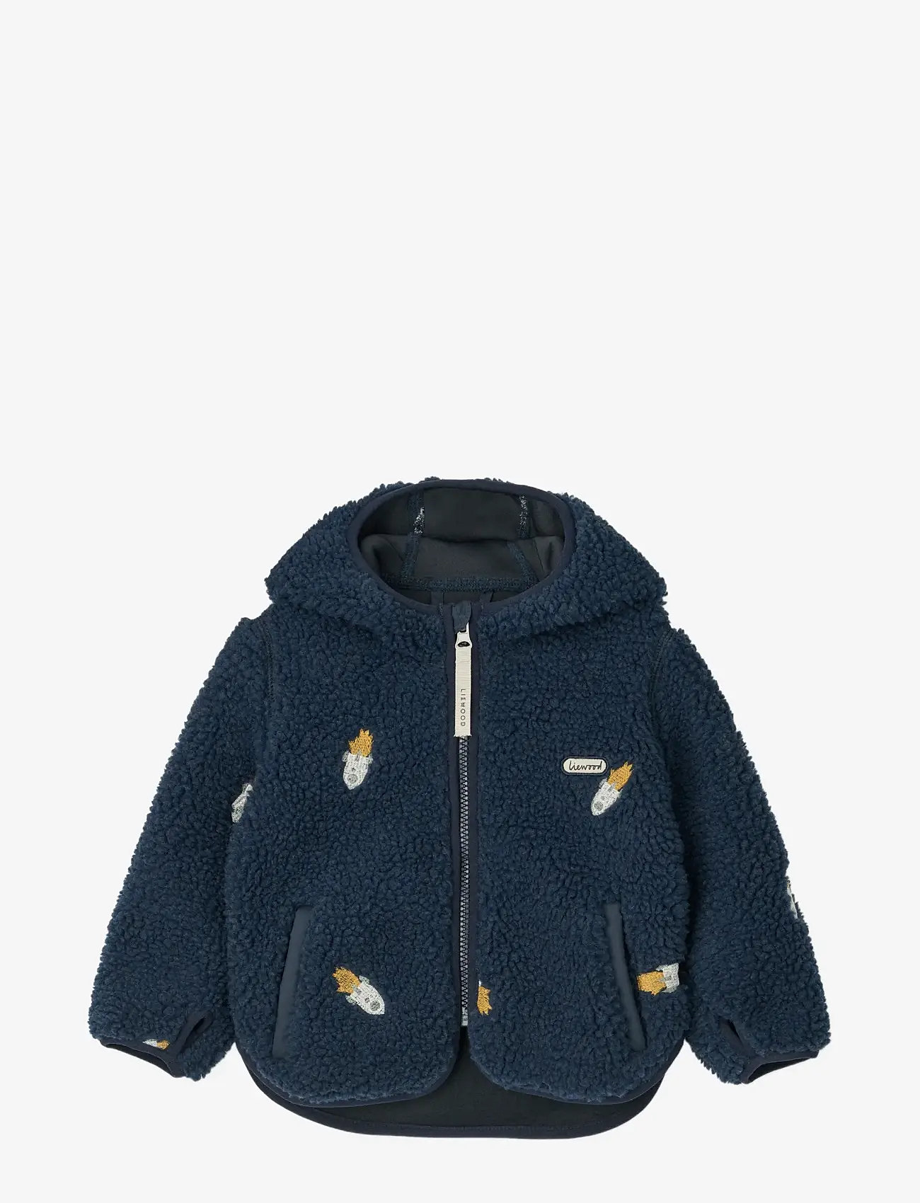 Liewood - Mara Pile Jacket With Ears - fleecejackor - rocket / classic navy / embroidery - 0