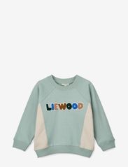 Liewood - Aude Placement Sweatshirt - sweatshirts - ice blue / sandy - 1
