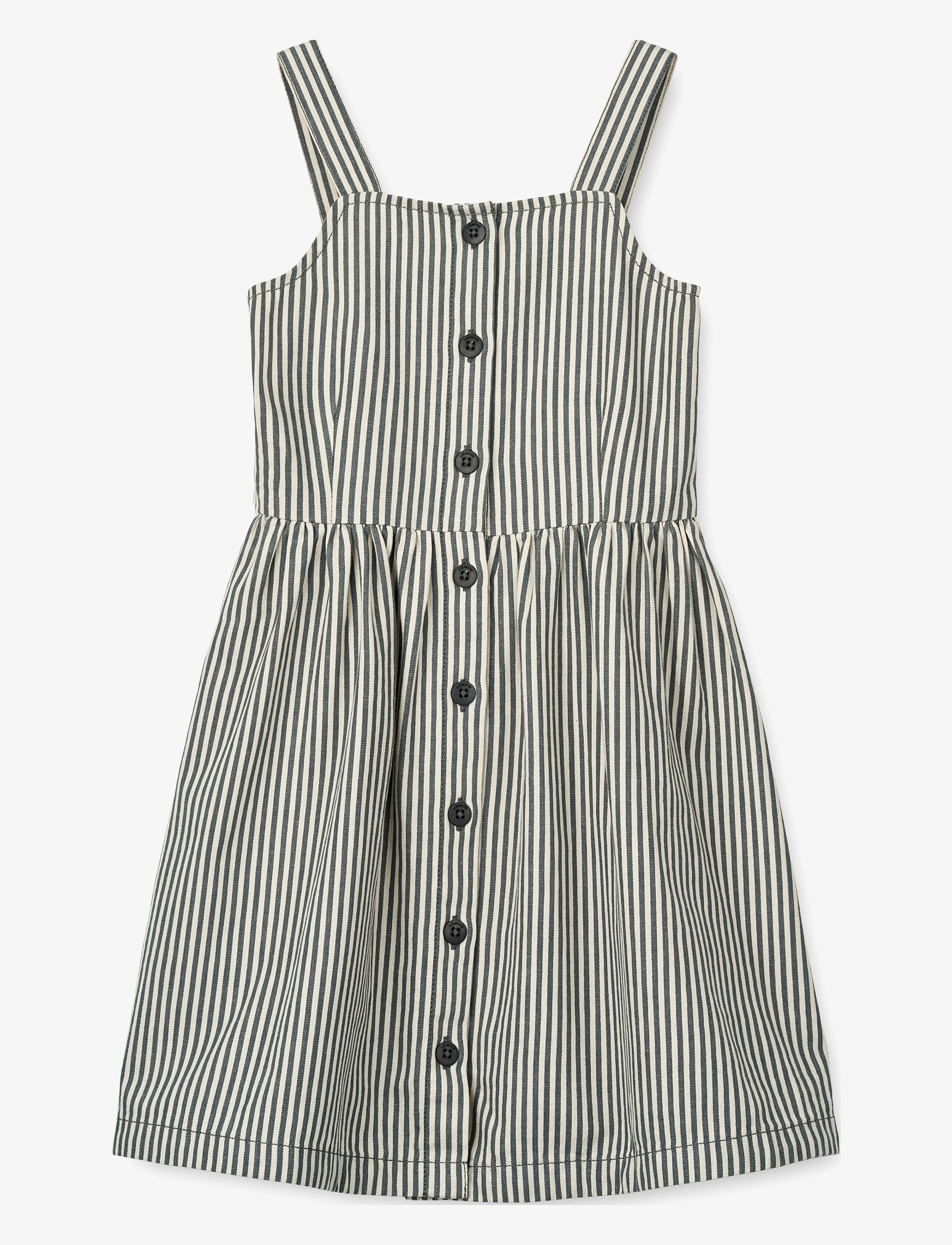Liewood - Zia Stripe Dress - y/d stripe whale blue / creme de la creme - 1