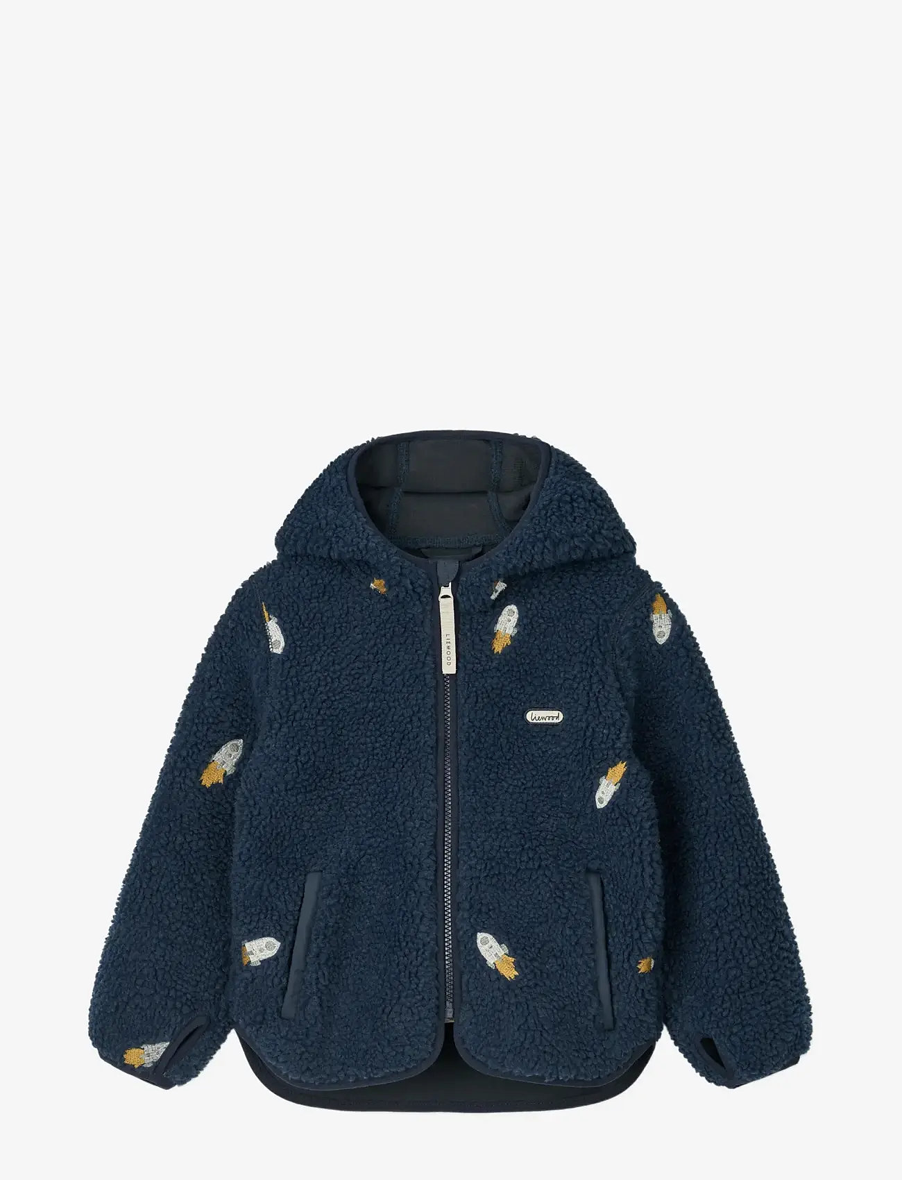 Liewood - Mara Pile Jacket - höstjackor - rocket / classic navy / embroidery - 0