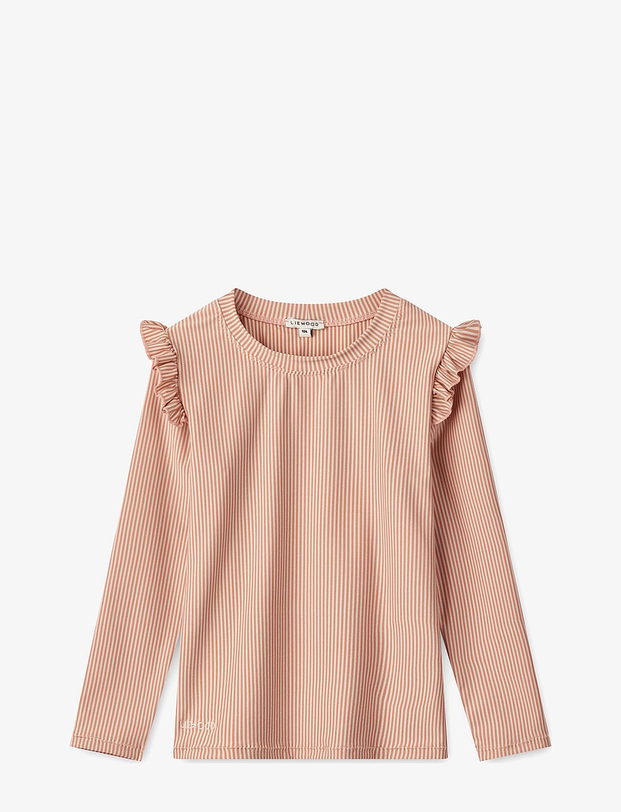 Liewood - Tenley Stripe Swim Tee - peldkostīmu augšas - y/d stripe tuscany rose / sandy - 0