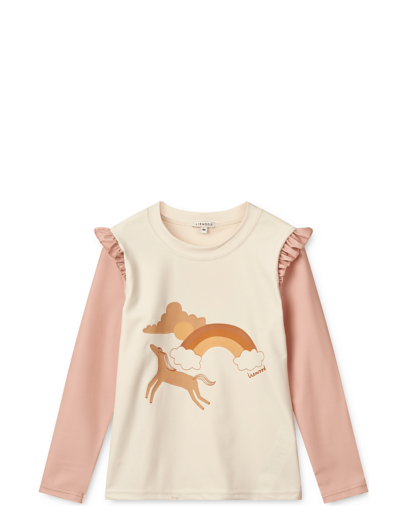Liewood - Tenley Placement Swim Tee - viršutinė maudymosi kostiumėlių dalis - pale tuscany / ecru - 0