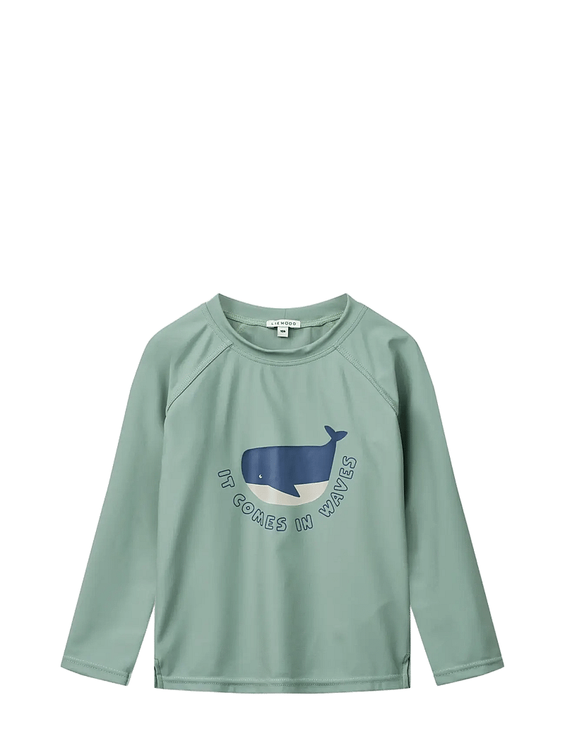 Liewood - Noah Placement Longsleeve Swim Tee - ujumisriiete ülaosad - it comes in waves / peppermint - 0