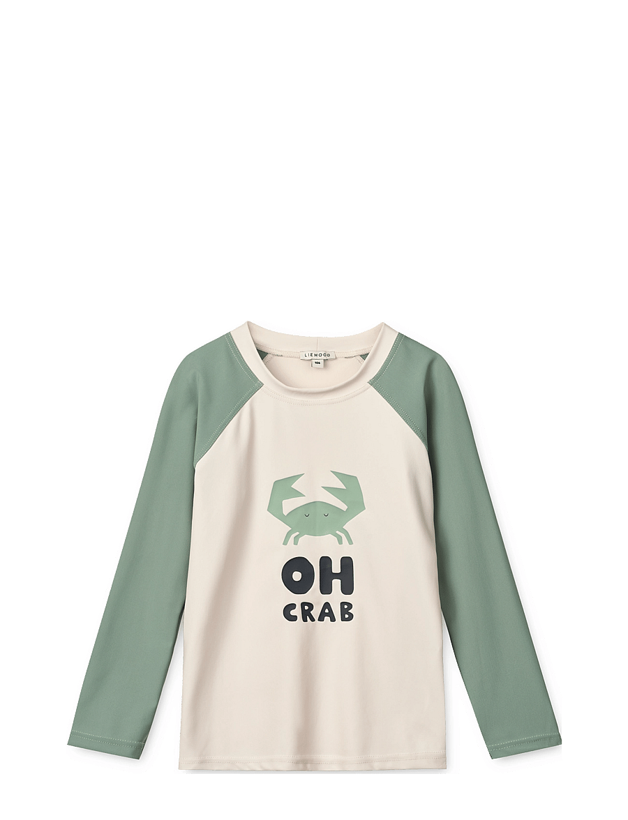 Liewood - Noah Placement Longsleeve Swim Tee - swim tops - sandy / peppermint - 0