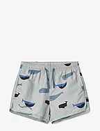 Aiden Printed Board Shorts - WHALES / CLOUD BLUE