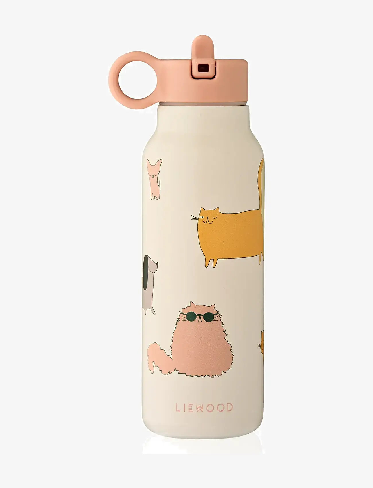 Liewood - Falk Water Bottle 350 ml - vandflasker - cats and dogs / sandy - 0