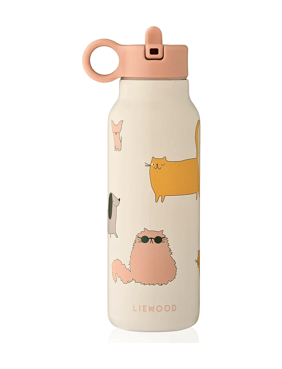 Liewood - Falk Water Bottle 350 ml - vandflasker - cats and dogs / sandy - 0