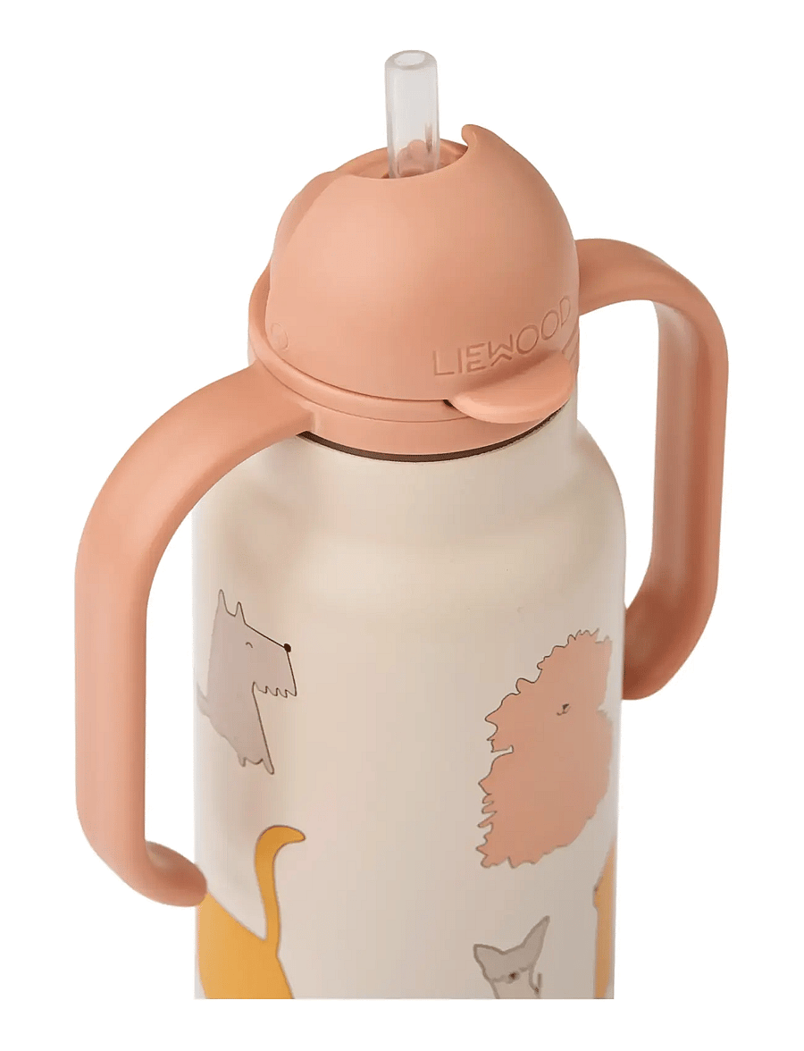 Liewood - Kimmie Water Bottle 250 ml - water bottles - cats and dogs / sandy - 1
