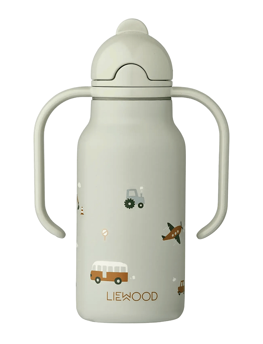 Liewood - Kimmie Water Bottle 250 ml - gertuvės - vehicles / dove blue - 1