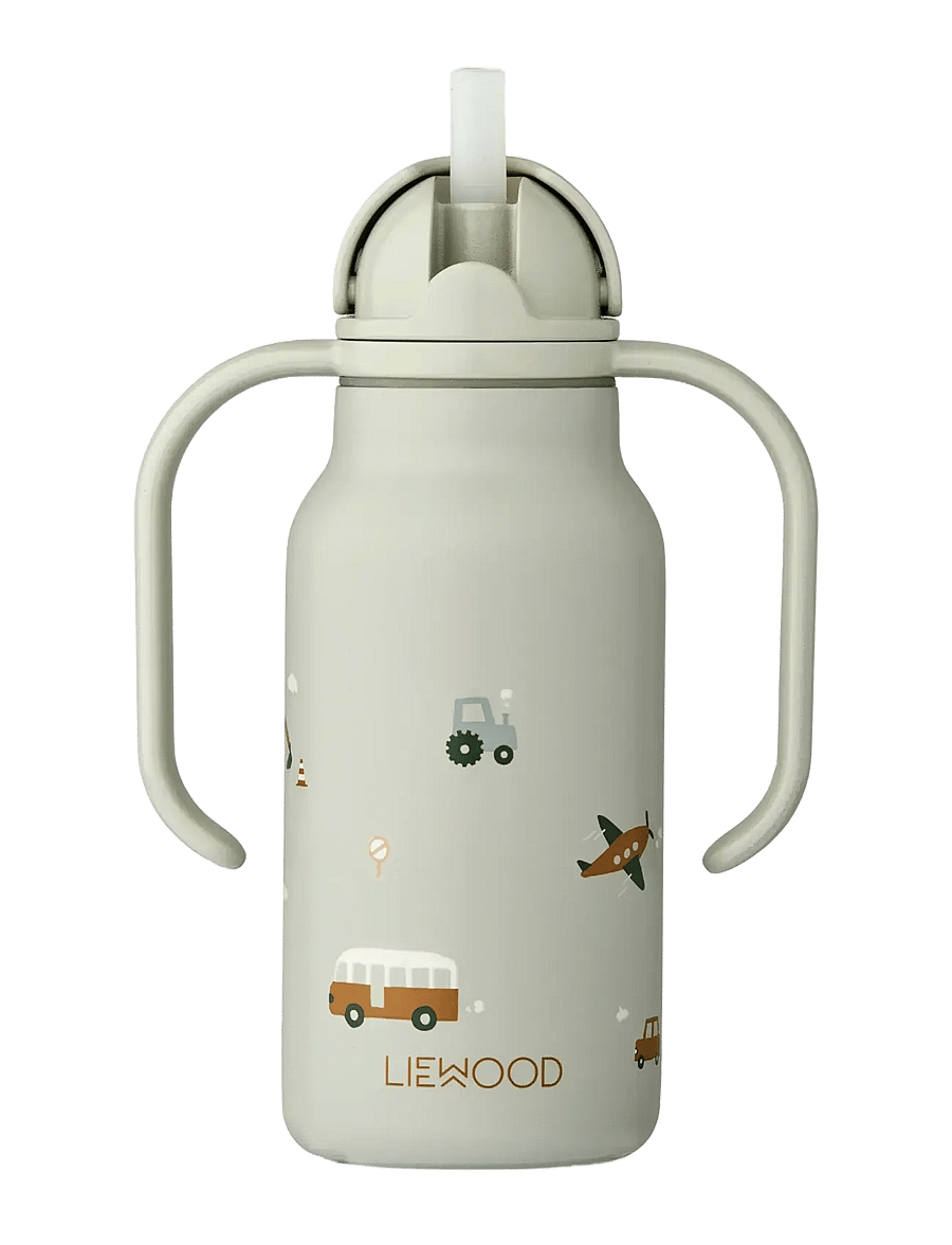 Liewood - Kimmie Water Bottle 250 ml - gertuvės - vehicles / dove blue - 2