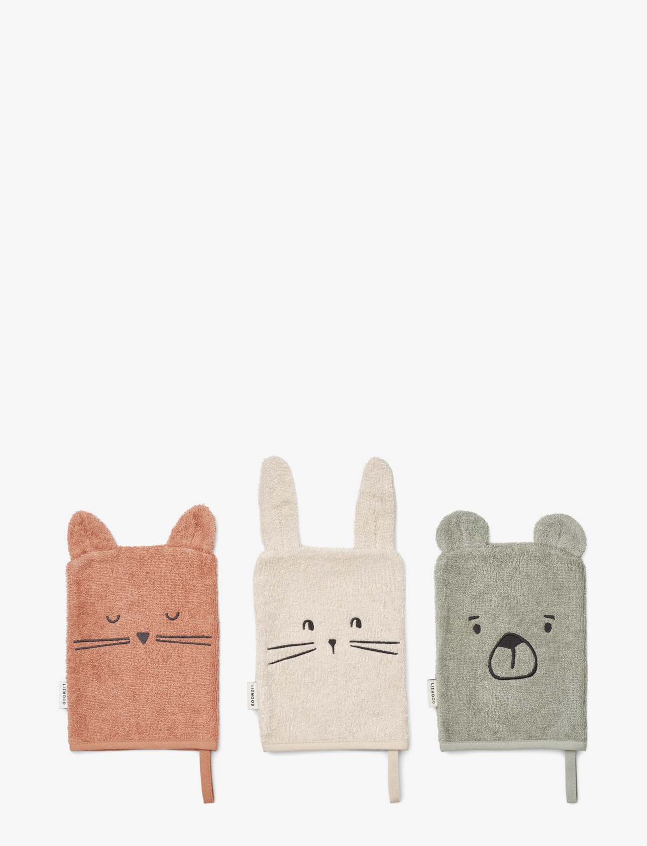 Liewood Sylvester Classic Washcloth 3-Pack, Børn, Børne Dyre Vaskeklud 3-Pak, Multi/mønstret, Str: ONE SIZE