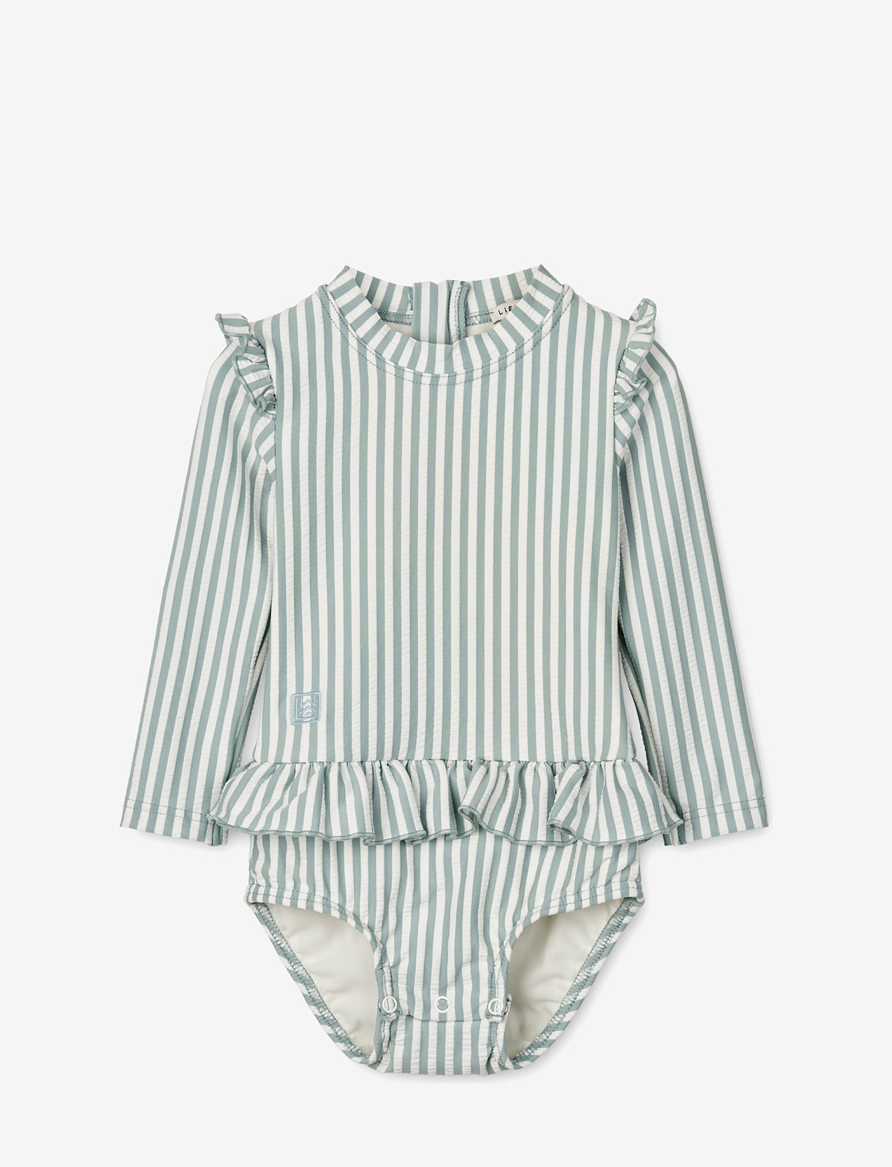 Liewood - Sille Baby Seersucker Swimsuit - badeanzüge - y/d stripe: sea blue/white - 0