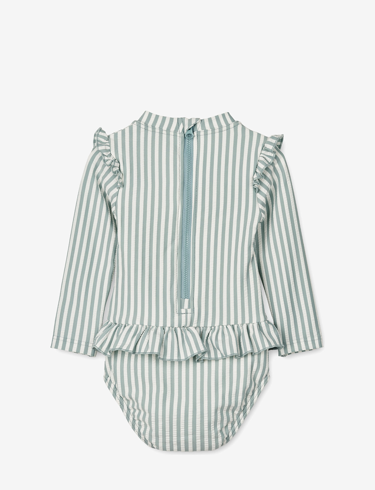 Liewood - Sille Baby Seersucker Swimsuit - badeanzüge - y/d stripe: sea blue/white - 1
