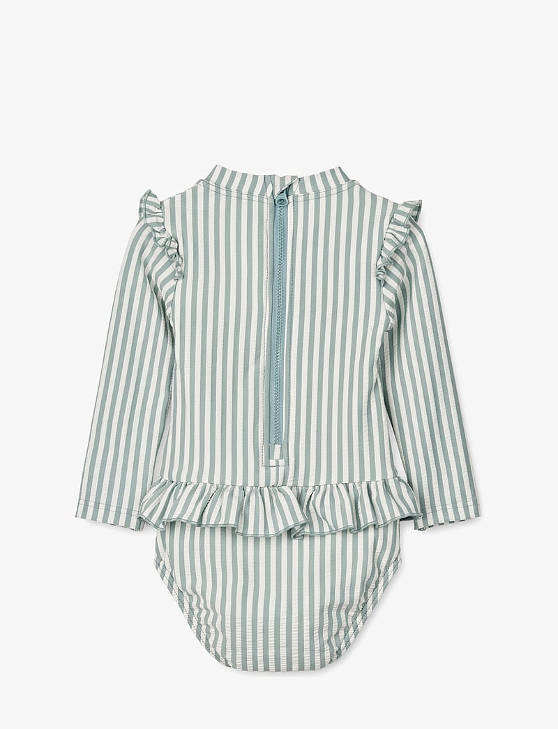Liewood - Sille Baby Seersucker Swimsuit - badeanzüge - y/d stripe: sea blue/white - 1