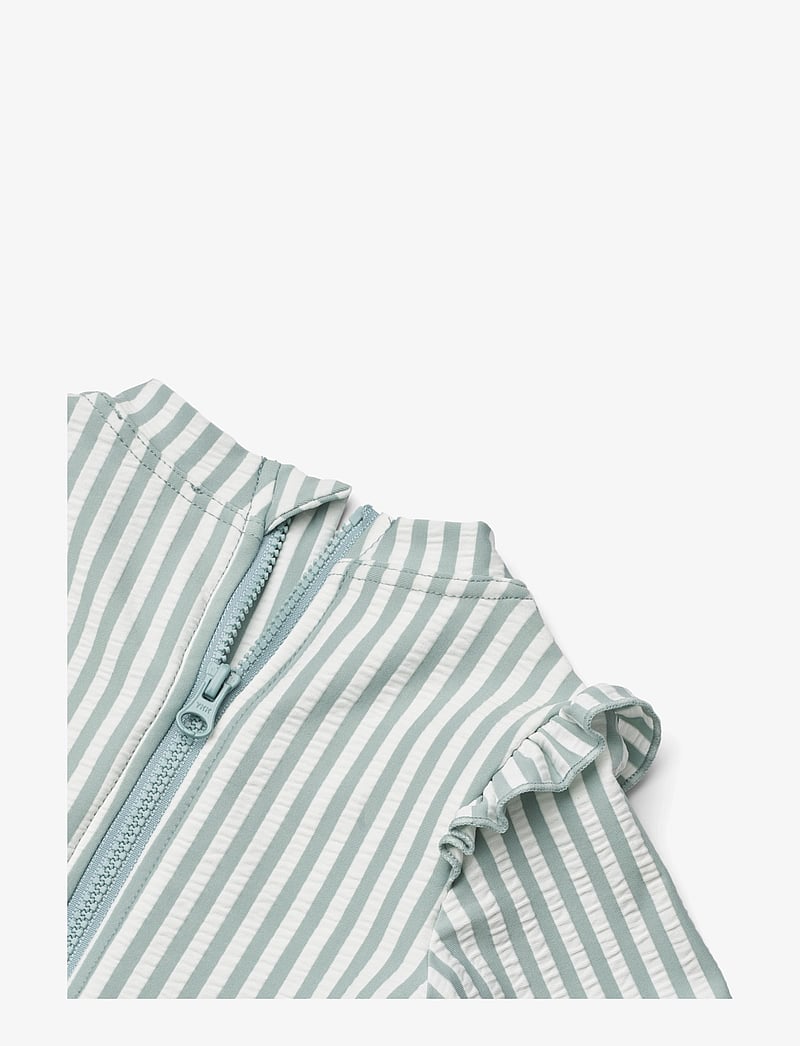 Liewood - Sille Baby Seersucker Swimsuit - badeanzüge - y/d stripe: sea blue/white - 2