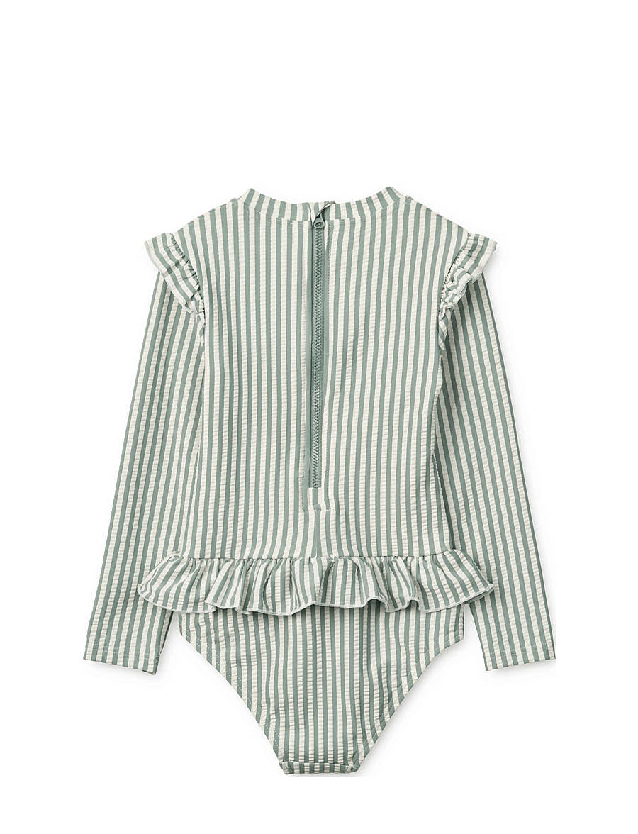 Liewood - Sille Seersucker Swimsuit - badekleidung - y/d stripe peppermint / creme de la creme - 1