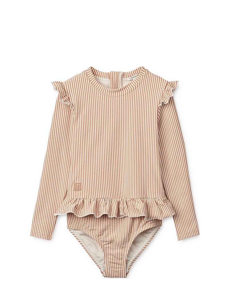 Liewood - Sille Seersucker Swimsuit - uv clothing - y/d stripe pale tuscany / creme de la creme - 1