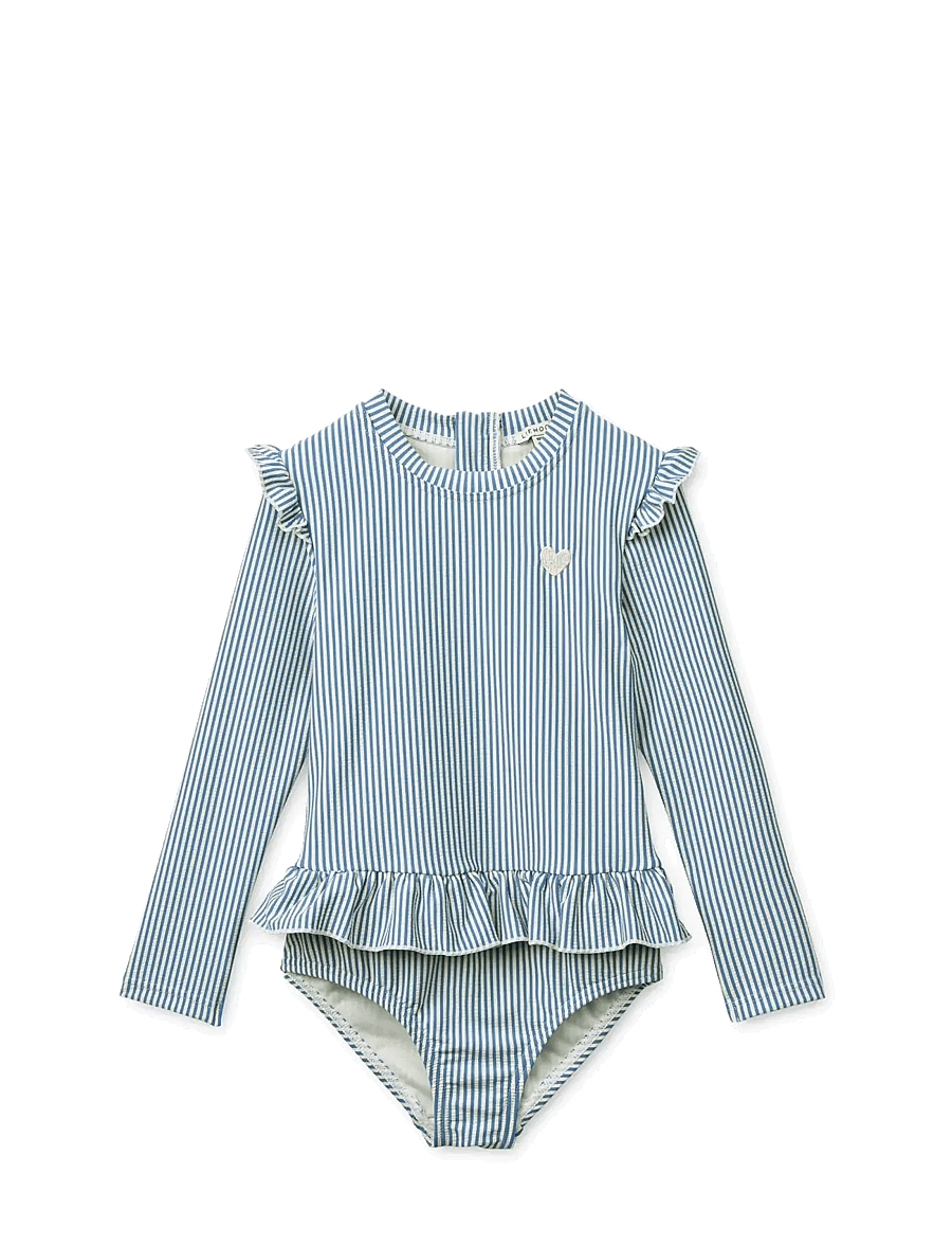 Liewood - Sille Seersucker Swimsuit - uv-tøj - riverside / creme de la creme - 1